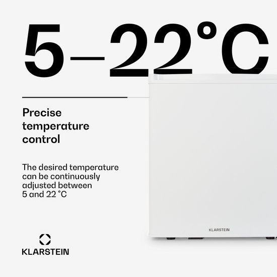 Klarstein Minibar minikoelkast voor op de kamer, minikoelkast voor drankjes, snacks en cosmetica, kleine , kleine en stille koelkast, verstelbare planken, kleine Skincar koelkast 5-22°C, 38L - 26 dB - voor Kantoor - Compact Vrijstaand van Klarstein — afbeelding 3