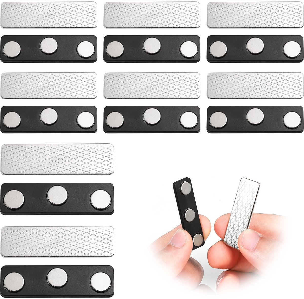 Dailygoods- Gordijnsluiting 8 Paar - Magnetische Clips - Verduisteringsgordijnaccessoire - Lijm - Roestvrij Staal - 45 mm Lang - Gordijnclips
