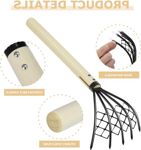 SnelShoppen - 2 Stuks Clam Hark Accessoires Cultivator Metalen Pooper Scooper Mesh Netto Hark Graaf Strand Schaal Graven Voor Tuin en Kinderen van Snelshoppen — afbeelding 4