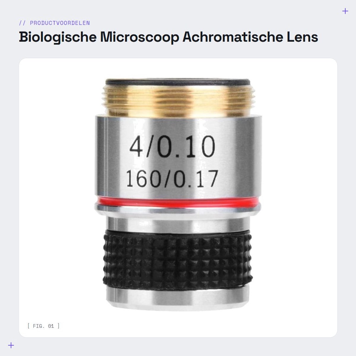 Dailygoods- Microscooplens 4X Achromatisch - Biologische Microscoop - Aluminiumlegering - Optische Lens - Schokbestendig - 30,5 mm Lengte - Objectieflens