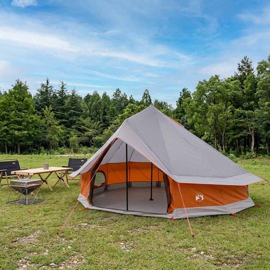 vidaXL - Tipi - Tent - Grijs - en - Oranje - 700 - x - 700 - x - 395 - cm - Polyester - en - Staal van Vidaxl — afbeelding 3