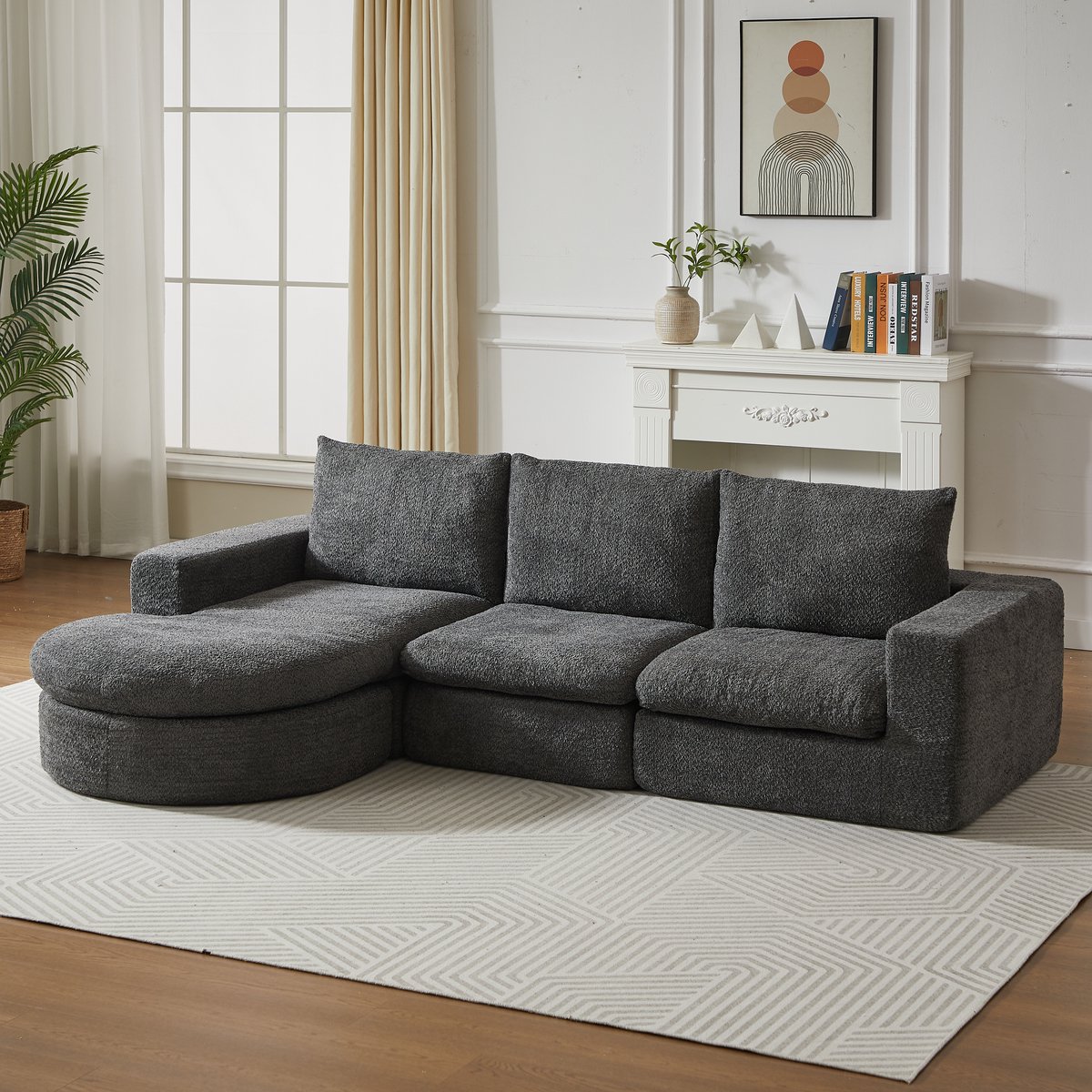 OKWISH Hoekbank Met Chaise Longue - Modulair Zonder Montage - Wisselbare Ligzijde - Chenil
