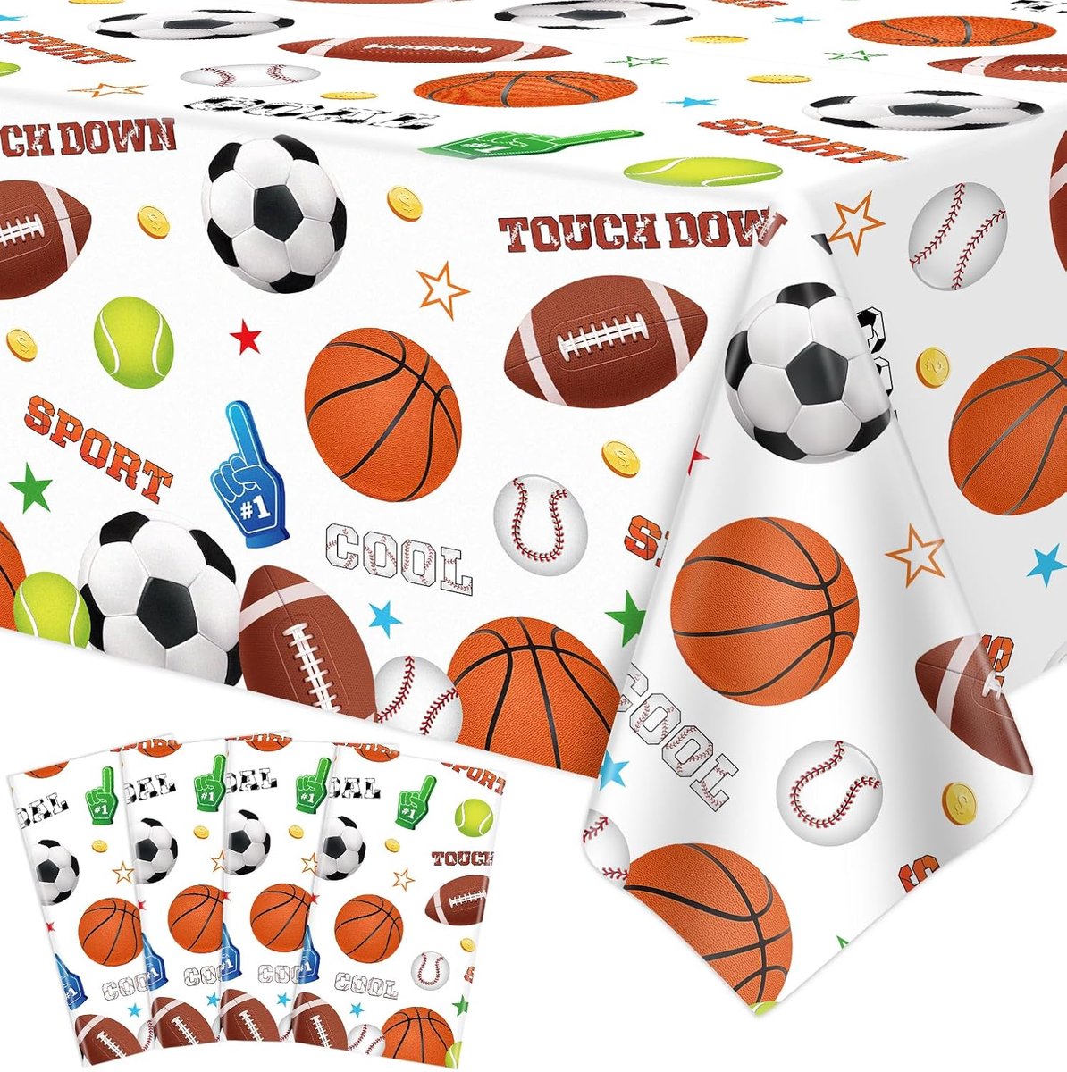 Sport Tafelkleden - Feest Tafelkleden - Verjaardagsfeest Versieren - Waterdicht PE Materiaal - 130 x 220 cm - Multicolor