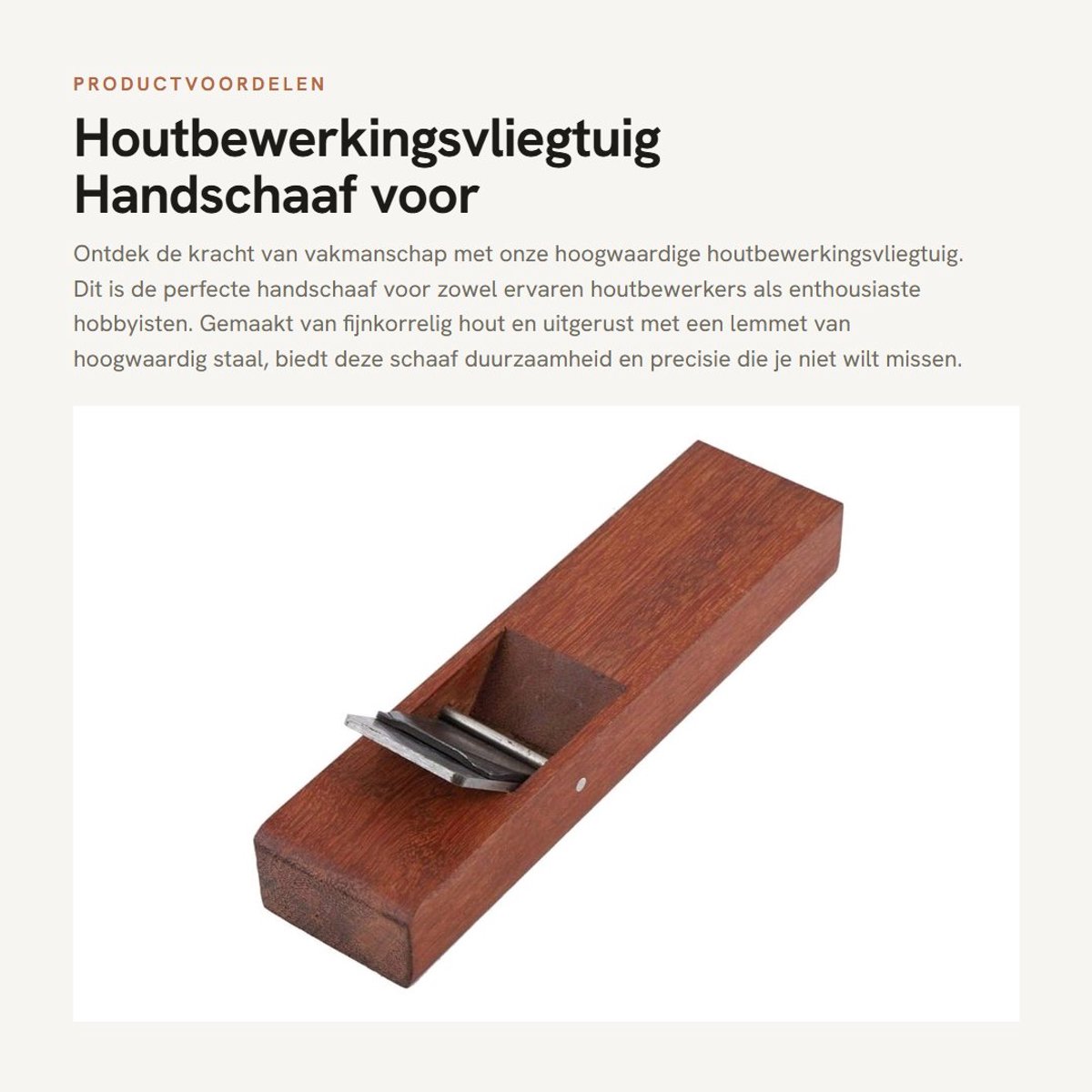 Dailygoods- Houtbewerkingsvliegtuig - Handschaaf voor houtbewerking - Hoogwaardig staal lemmet - Duurzaam en sterk - Afmetingen 245 mm - Fijnkorrelig hout