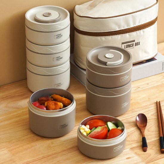 Rvs Lunchbox - Bento Box Voedselcontainer - Lunch Warm Houden - Dubbele Laag Isolatie — afbeelding 2