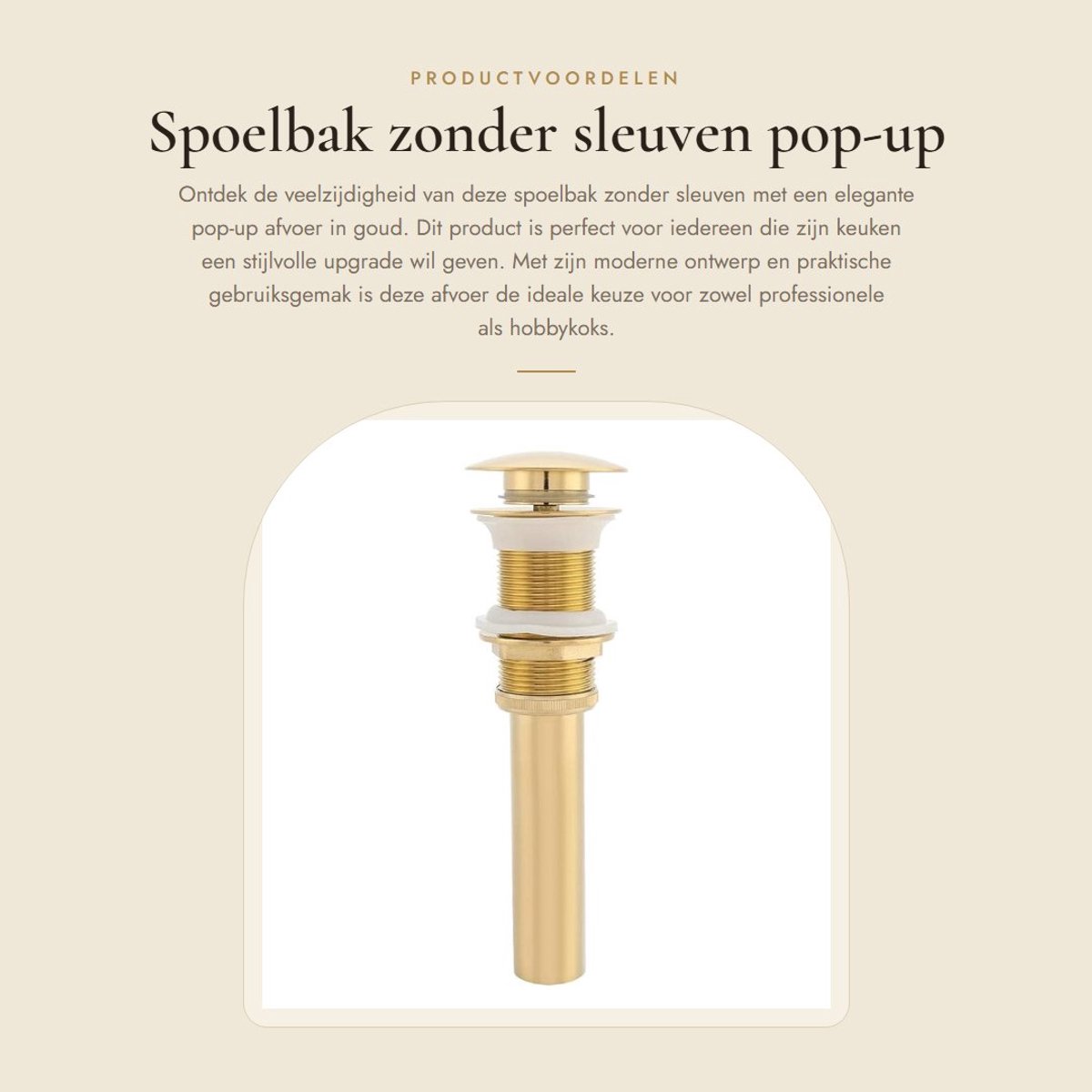 Dailygoods- Spoelbak Pop-up Afvoer zonder Overloop - Afvoerplug - Messing - Zilverchroom/Zwartchroom - Gewicht 347 g - Geschikt voor Renovatie