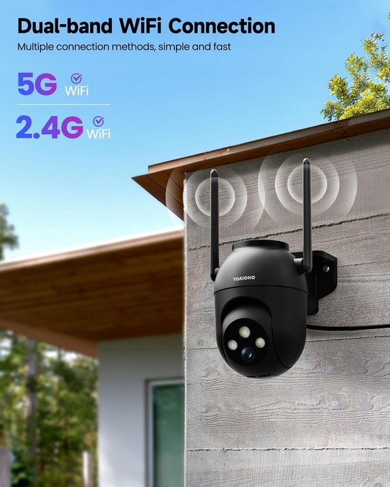 Bewakingscamera Buiten - IP Camera - Huis Beveiligen - 5MP Wifi Dual Band - 10x10x12 cm - Zwart — afbeelding 5