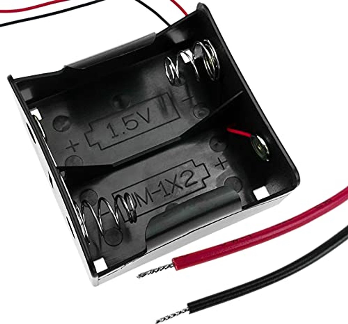 Batterijhouder - D Batterijen - Apparaten Voeden - Voor 2 Batterijen - 70x70x31 mm - Zwart