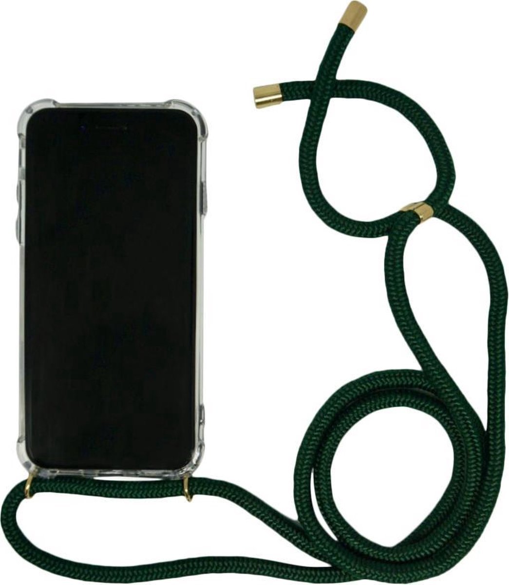 Ulanax - Telefoon hoesje met koord - Shockproof Backcover van PC/TPU - iPhone 12/12 Pro - Zwart goud