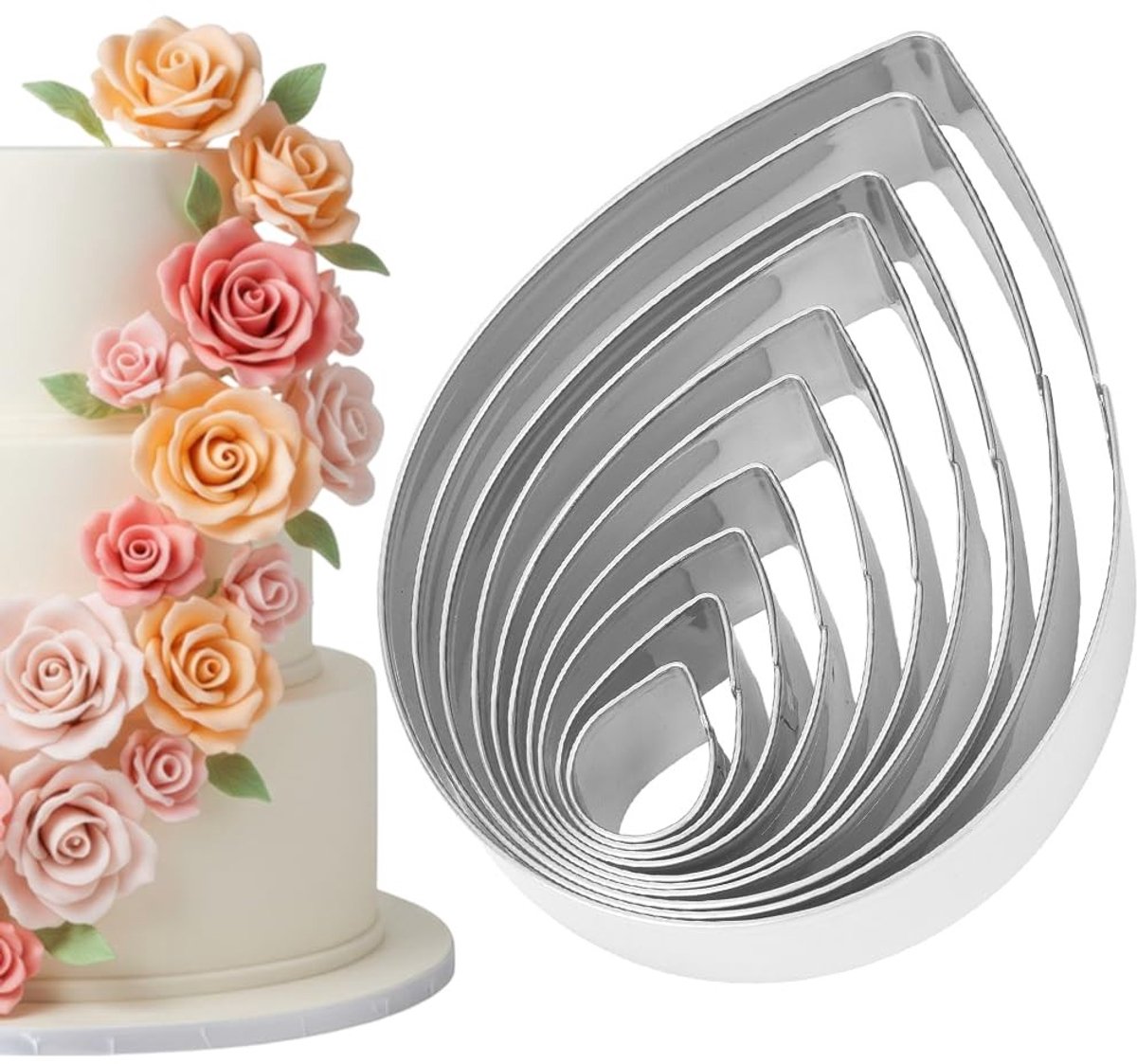 Dailygoods- Snijset 18 Maten - Uitsteekvormen/Uitsteekvormpjes - Gum Pasta Bloemen - Klei/Koekjes Decoratie - Modelleergereedschap - Rozenblaadjes/Bladeren