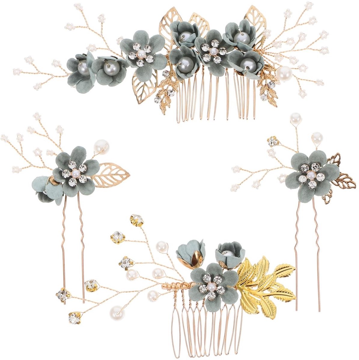 Dailygoods- Haarkam Bruid - 4 Stuks - Haarsieraad - Strass - Haarspeld - Bruidsmeisje - Delicate Accessoires