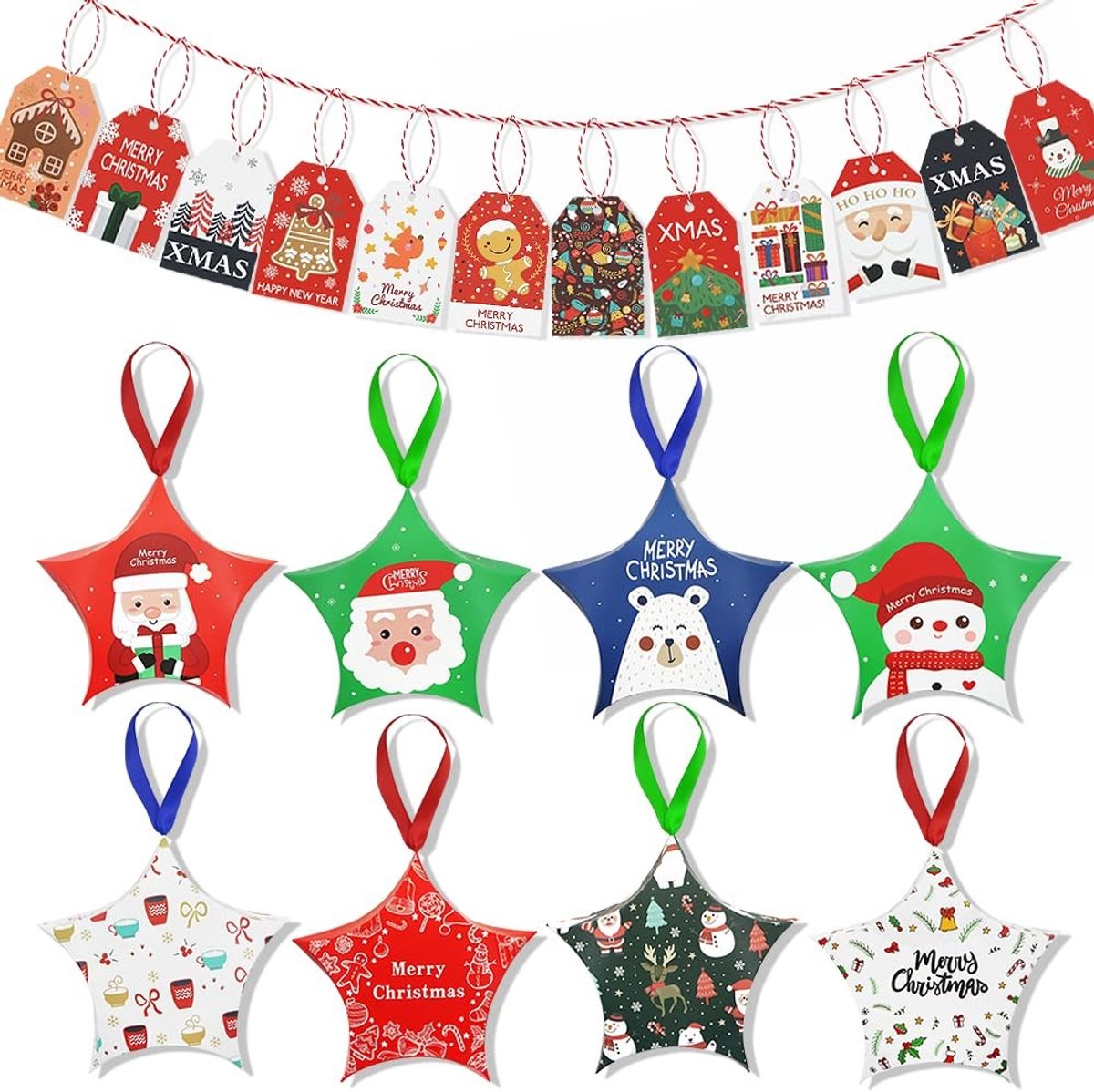 Dailygoods - 56-delige Set Kerstversieringen met Hangers en Labels