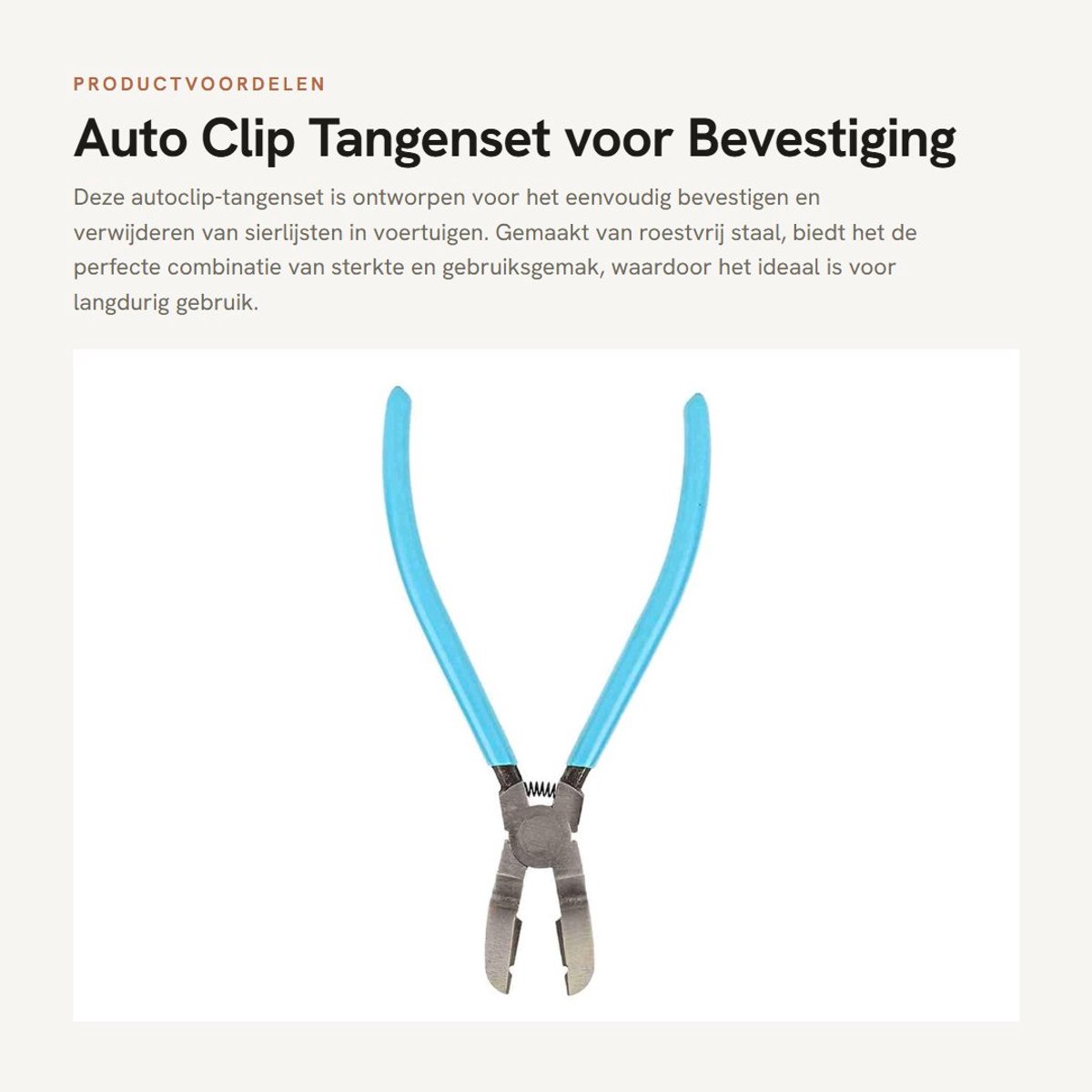 Dailygoods- Tangenset Roestvrij Staal - Auto Clip Bevestiging - Verwijderaar Sierlijst - Hefboom Reparatieset - Opbergtas - Duurzaam en Handig - Gereedschapset