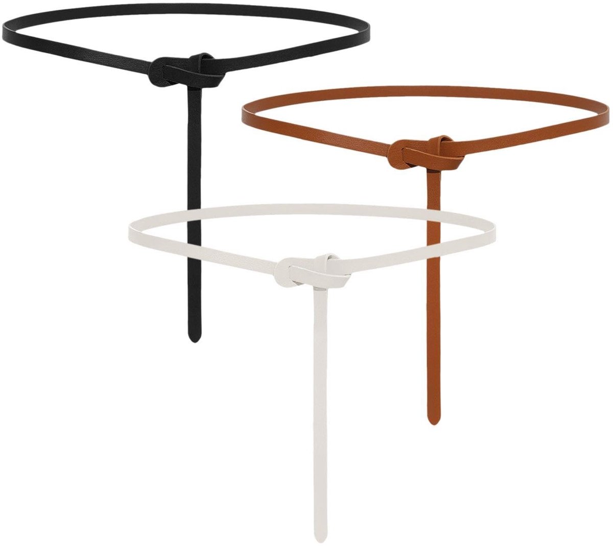 Dailygoods- Damesriem 3 Stuks - Verstelbare Riem - Modieuze Sierriem - Elegante Riem - PU-Materiaal - Zacht en Duurzaam