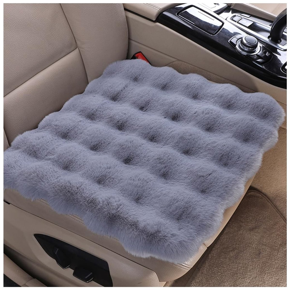 Dailygoods- Autostoelkussen Ademend - Antislip Kussen - Zacht Fluweel - Universeel 45x45 cm - Warmte Bubbels - 1 Stuk - Autokussen