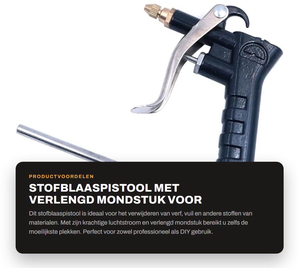 Dailygoods - Stofblaaspistool met Verlengd Mondstuk voor Zandstralen