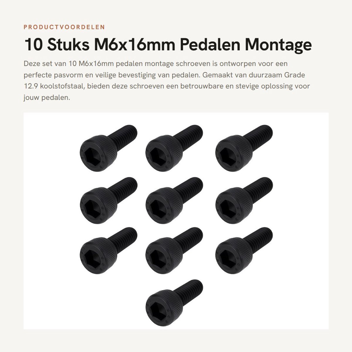 Dailygoods - 10 Stuks M6x16mm Pedalen Montage Schroeven voor Veilig Bevestigen