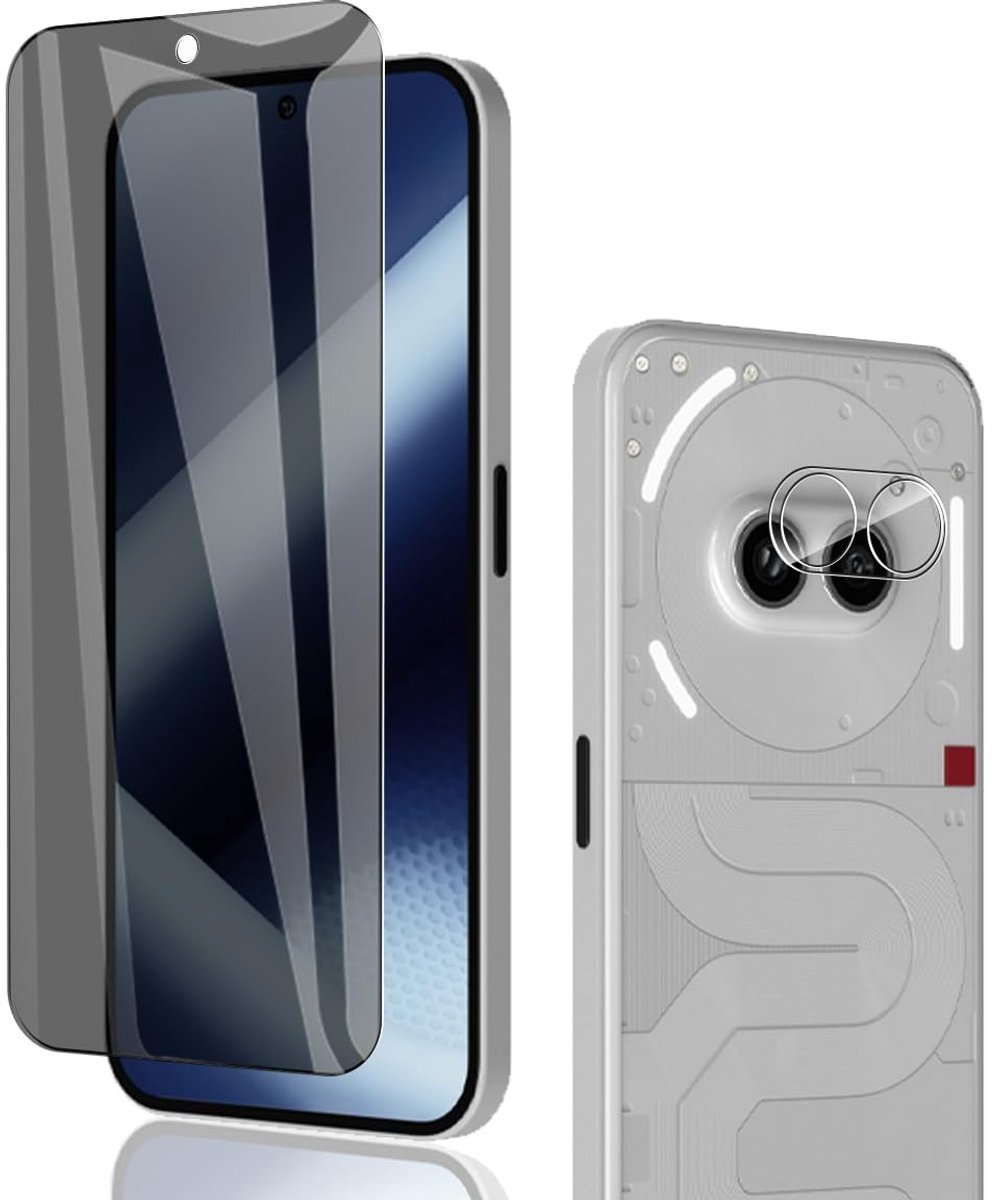 Dailygoods- Displaybeschermfolie 9H hardheid - Anti-spy - Camera-glas - Krasbestendig - Volledige bescherming - Geschikt voor Nothing Phone (2A) - Screenprotector