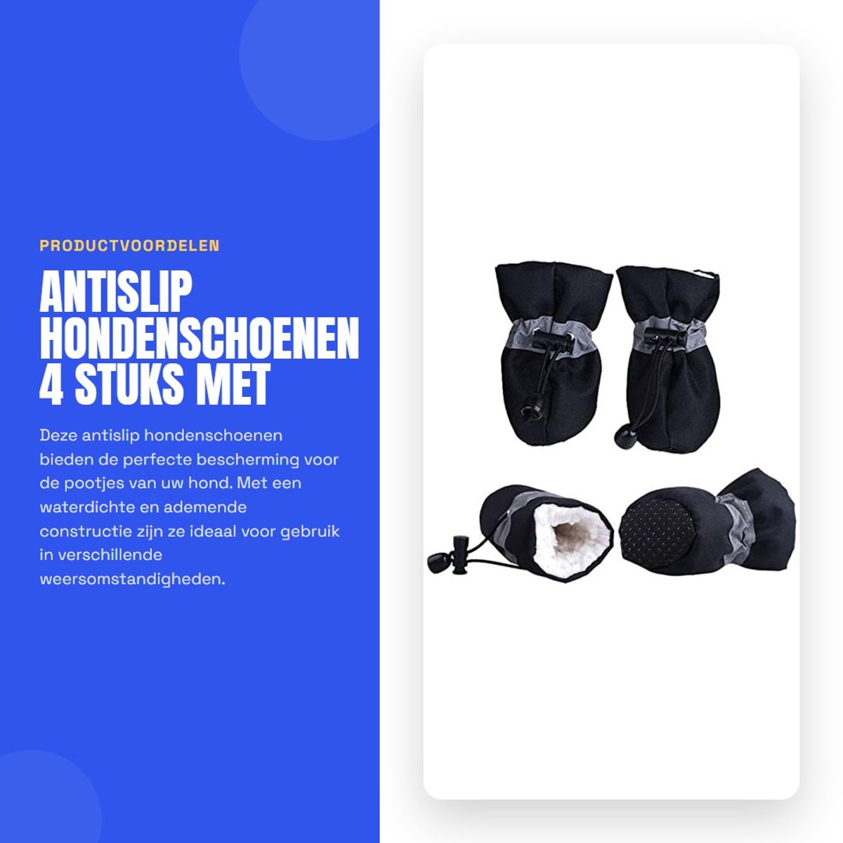 Dailygoods- Hondenschoenen Antislip - Waterdichte Pootbescherming - 4 Stuks - Reflecterende Riemen - Verstelbare Zool - Geschikt voor Kleine Honden - Hondenlaarzen
