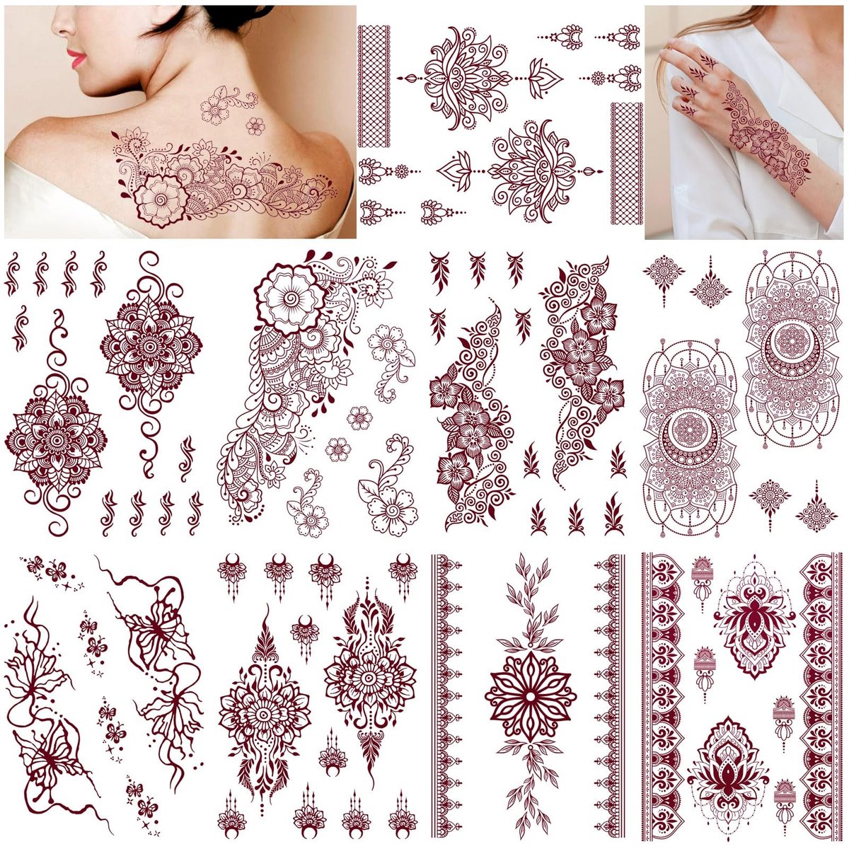 Dailygoods- Tijdelijke Tatoeages 9 Stuks - Mandala/Bloemen - Kanten/Namaak - Waterdicht - Cadeau-idee - Stijlvolle Expressie - Tatoeage Stickers