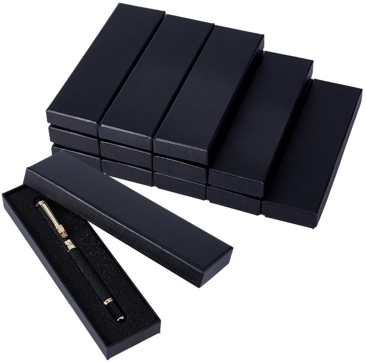 Dailygoods- Pen Doos 18 Stuks - Lege Vulpen Doos - Kartonnen Verpakking - Kussen voor Kantoorbenodigdheden - Zakelijke Gift - 17.5x5x2.15cm - Verpakkingsdoos