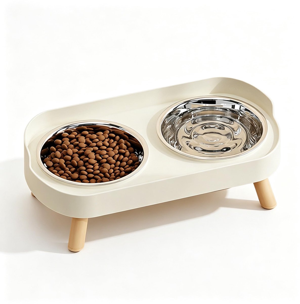 Dailygoods- Hondenvoerbakset Verhoogd - Dubbele Roestvrijstalen Kommen - Spatbescherming - Antislip Voetjes - Veilig en Duurzaam - Gezond Eten - Hondenkom