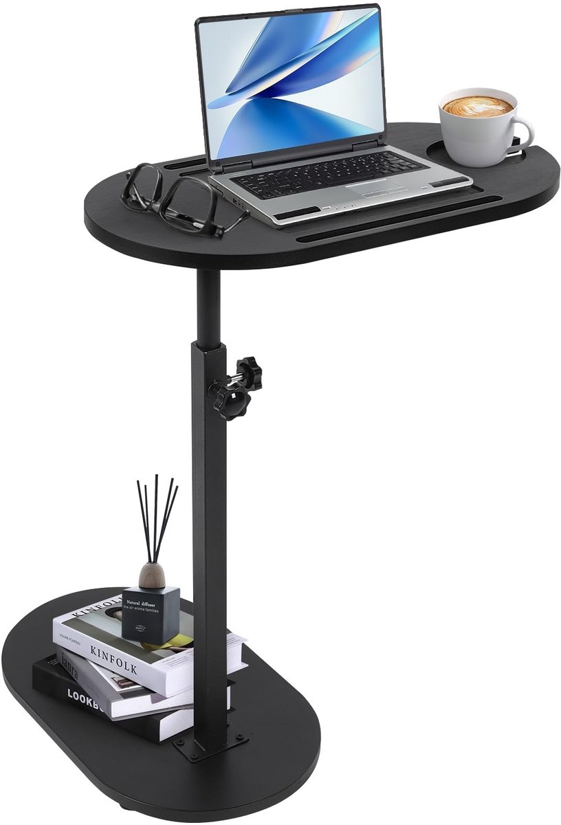 Dailygoods- Bijzettafel Hoogte Verstelbaar - C-vormige Tafel - 360 Graden Rotatie - Stevig Stalen Frame - Duurzaam en Onderhoudsvriendelijk - Salontafel