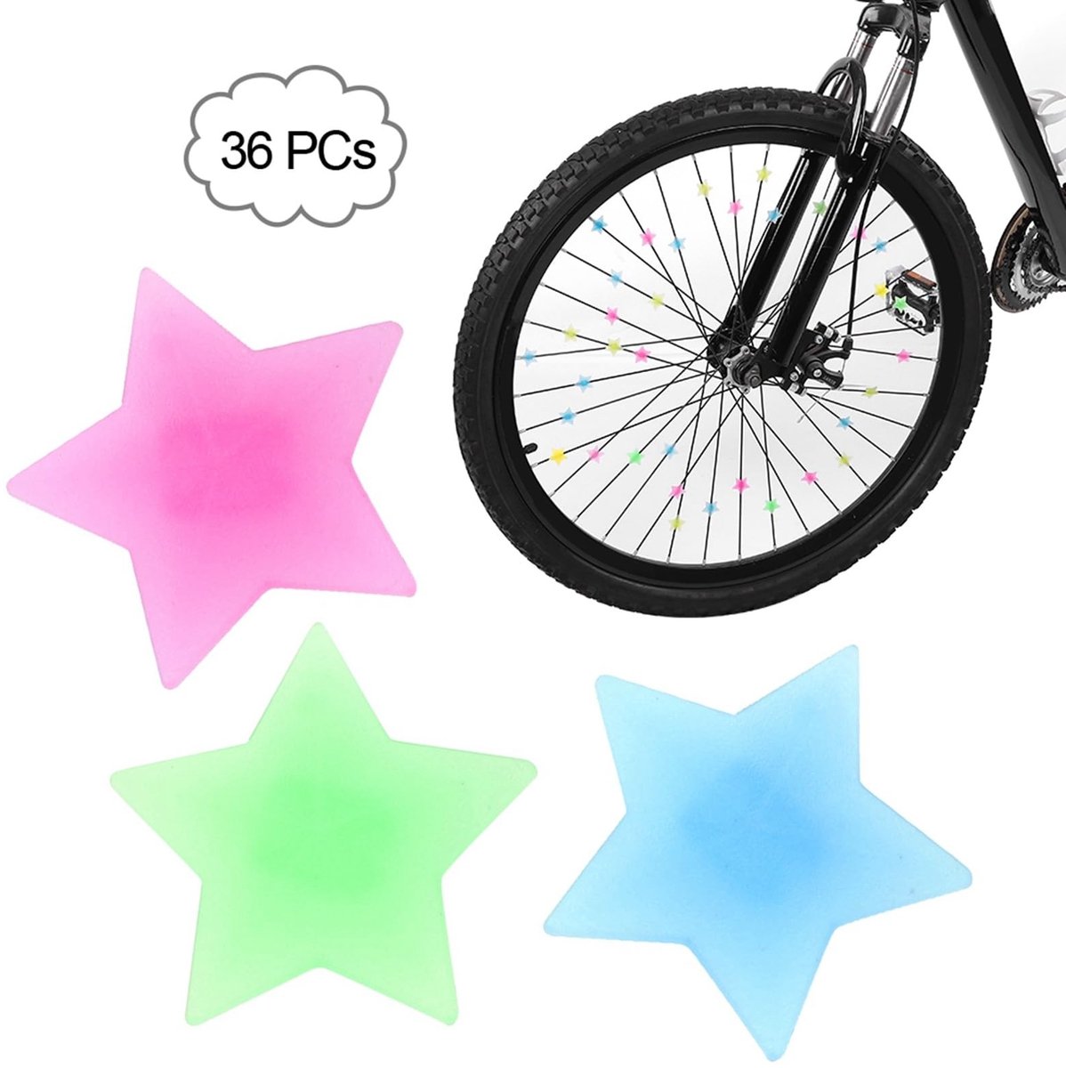 Dailygoods- Fietsdecoratie Gekleurde Spaakkralen - Fietskralen Kinderfiets - Fietsversiering Kind - Kunststof Kralen - Uniek Design - 36 Stuks