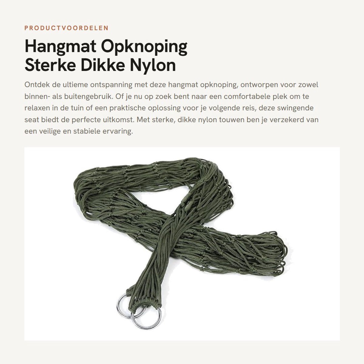 Dailygoods- Hangmat Sterk Nylon - Hangmatstoel - Hangmat met Opknoping - Ademend Gaasontwerp - Lichtgewicht - Comfortabel 240x80 cm - Hangstoel