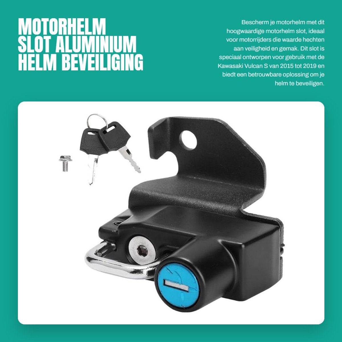 Dailygoods- Motorhelm Slot Aluminium - Helmslot - Anti-Diefstal - Beveiliging - Compact - Geschikt voor Kawasaki Vulcan S 2015-2019