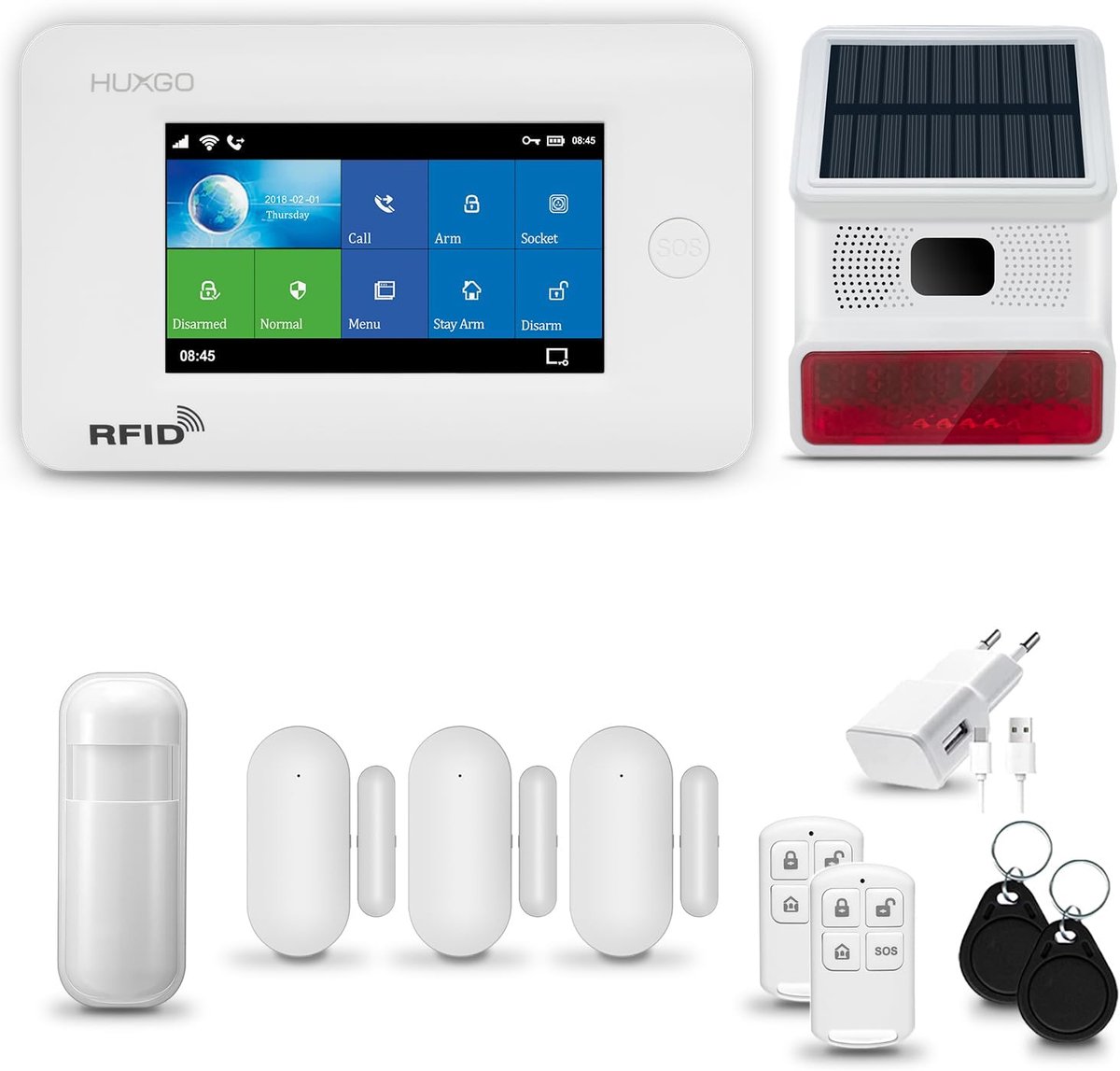 Draadloos Alarmsysteem Set - Huis Beveiliging - Inbraak Preventie - Wifi en GSM - 16x9.8x1.8 cm - Wit