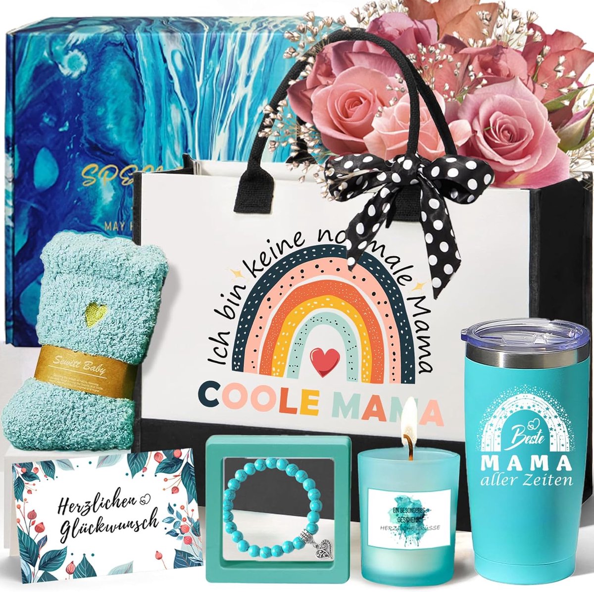 Geschenkset Mama - Cadeau voor haar - Liefde Tonen - Inclusief Thermobeker - 500 ml - Meerdere Kleuren