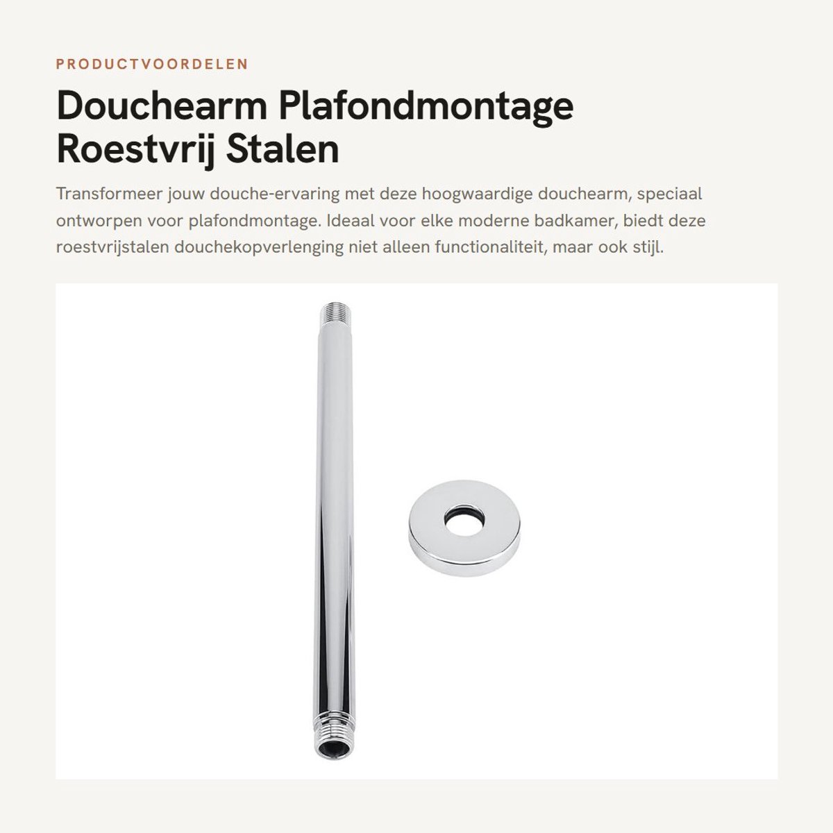 Dailygoods- Douchearm 30Cm - Roestvrij Staal - Verchroomd - Hoogwaardige Douchekopverlenging - Duurzaam - Corrosiebestendig - Douchekop