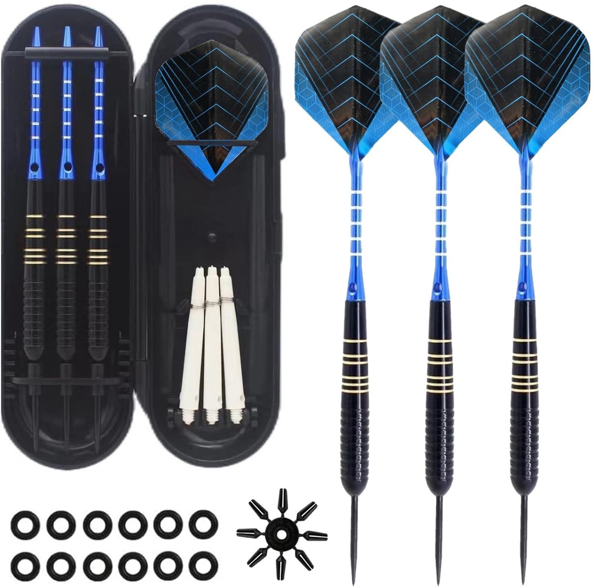 Dailygoods- Darts Set 22g - Professionele Darts - Aluminium Schachten - Dart Case - Lichtgewicht - Duurzaam Materiaal - Pijlen