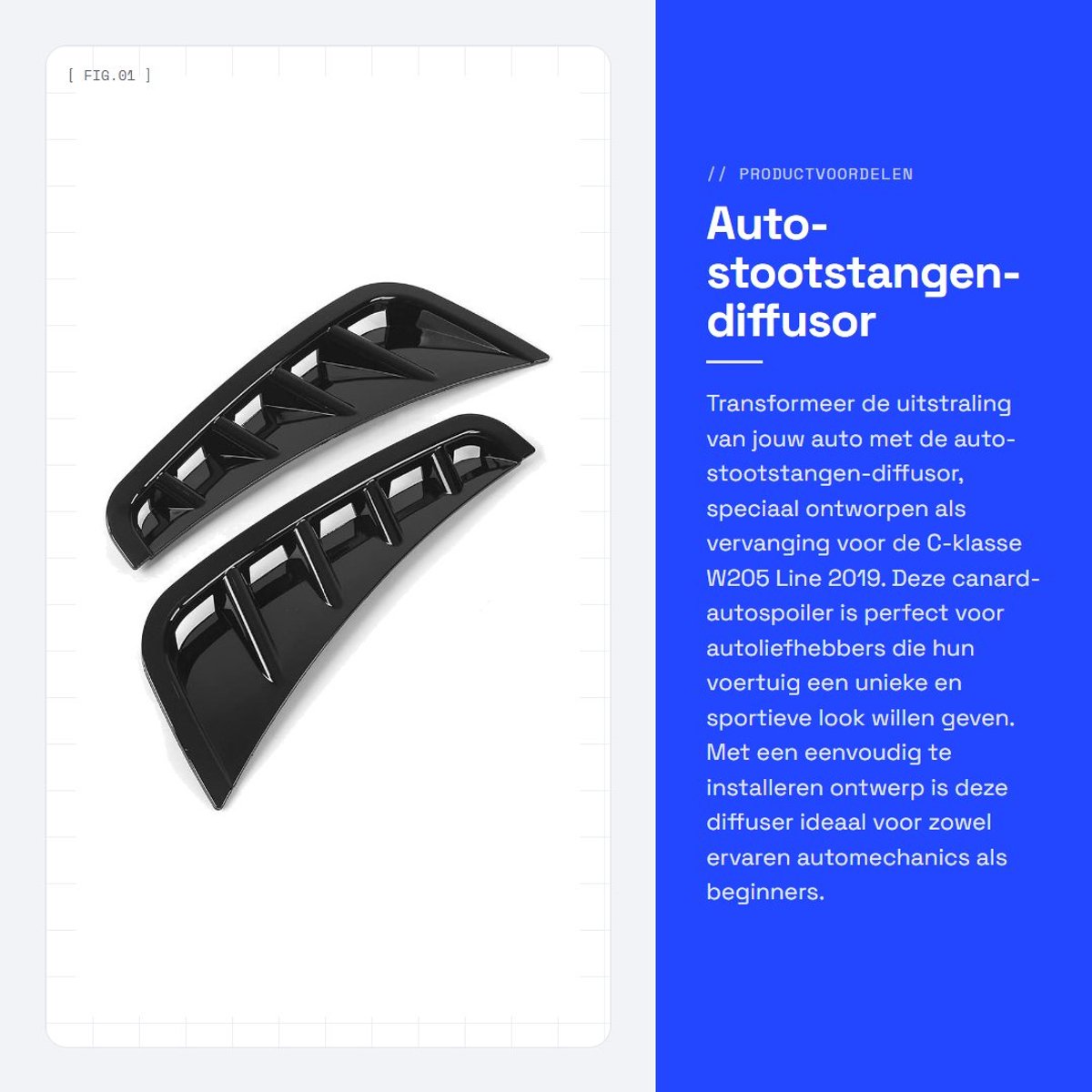 Dailygoods- Stootbumper Vervanging - Voorste Bumper Canard - Auto-aanpassingen - Luxe Design - Eenvoudige Installatie - Geschikt voor C-klasse W205 2019+ - Voorbumper