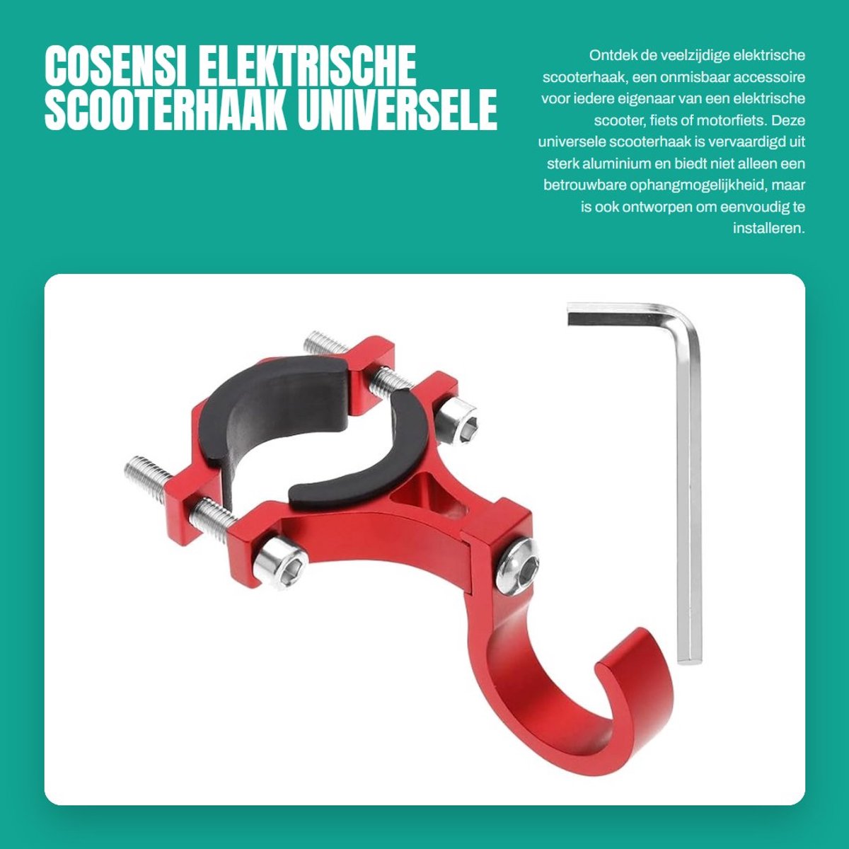 Dailygoods - Elektrische scooterhaak - Universele scooterhaak - Aluminium ophanghaak - Rood - Multifunctioneel accessoire - Geschikt voor scooters en...