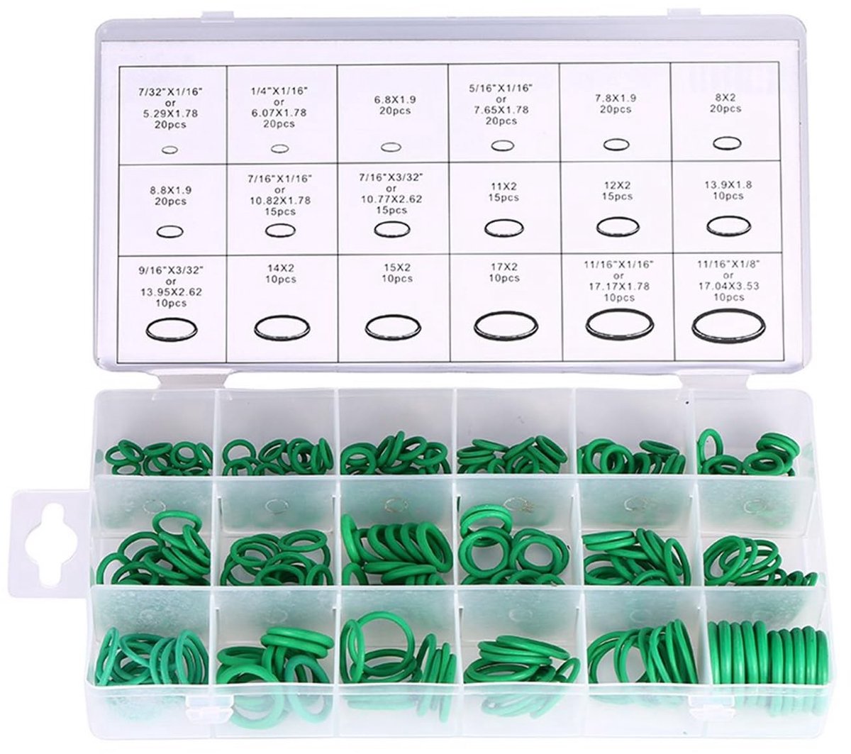 Dailygoods- Afdichtringen 270 Stuks - O-ringen Set 18 Maten - Vervangend Gereedschap - Rubber - Professionele Kwaliteit - O-ring
