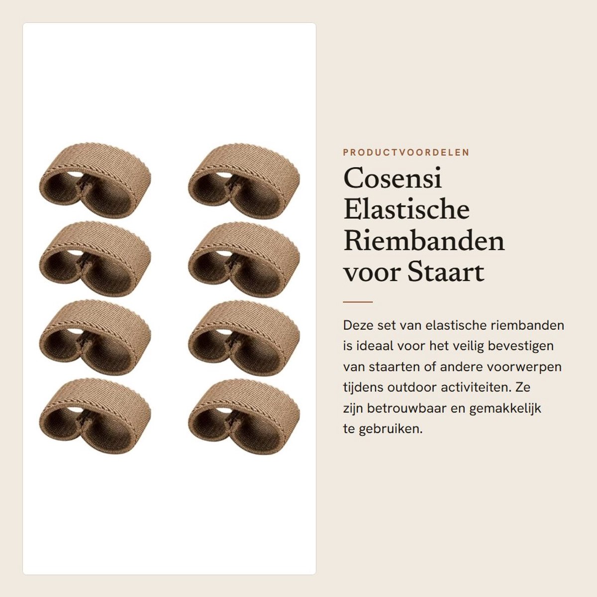 Dailygoods- Riemhouder 8 Stuks - Elastische Riemclip - Slijtvast - Duurzaam - Voor 2,5 cm Brede Riemen - Hoogwaardig Geweven Materiaal