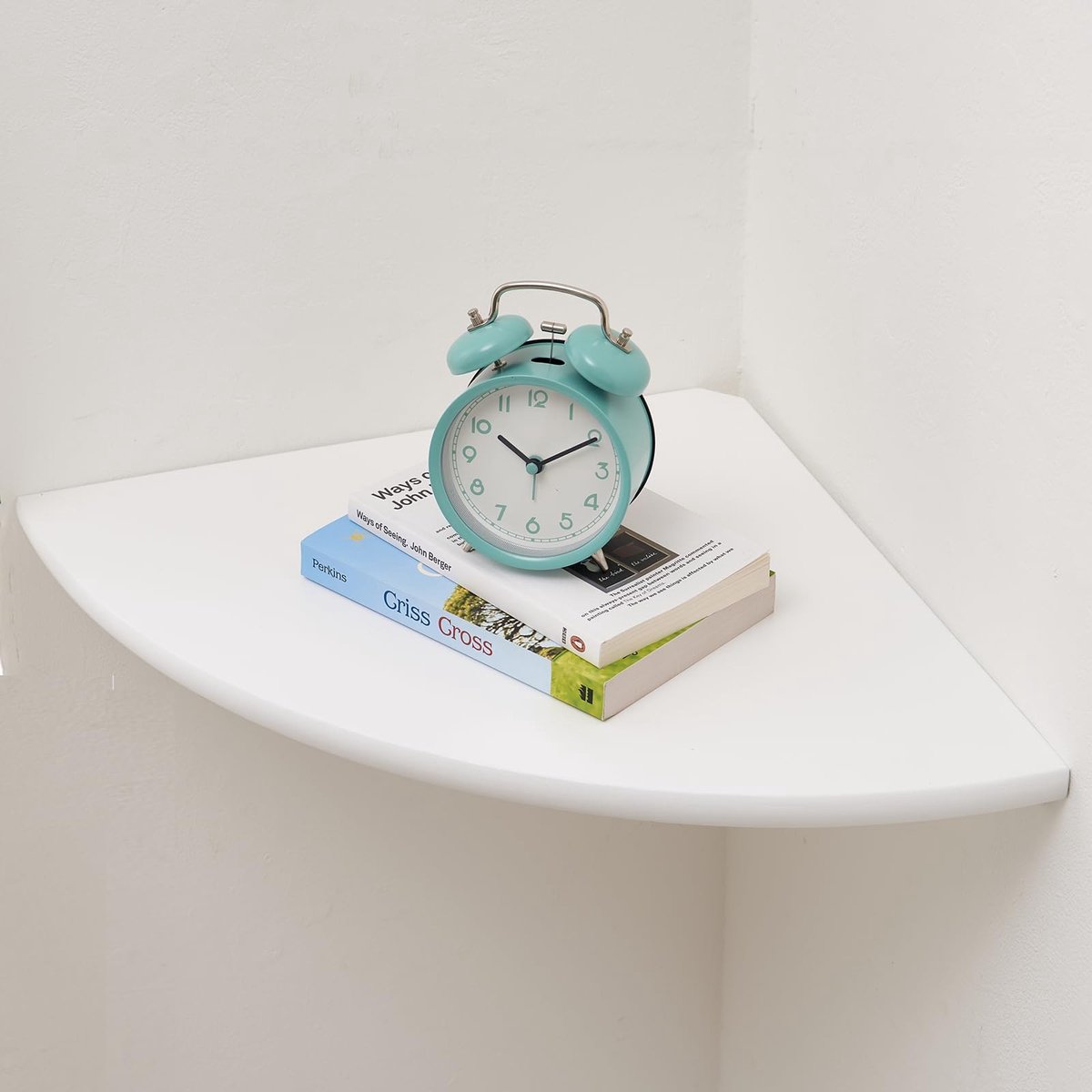 Dailygoods - Wit zwevend hoekrek - Eikenhout - Duurzaam design - Wandplank met rond uiteinde - Plantenhouder - Geschikt voor woonkamer en kantoor