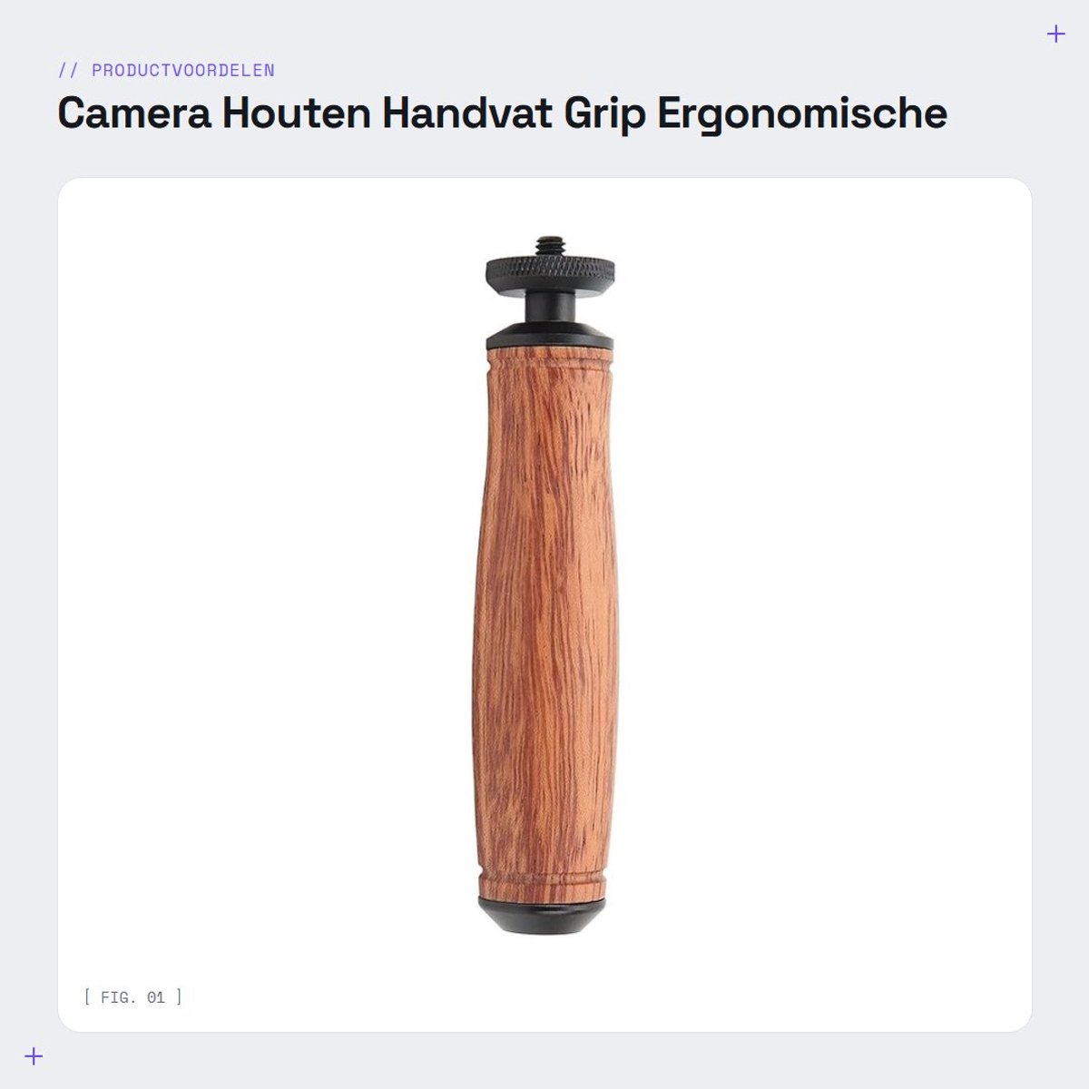 Dailygoods - Camera Houten Handvat Grip - Ergonomische Camera Grip - Antislip Handvat - Draagbare Stabilizer voor Video - Ideaal voor Videografen - 1/...