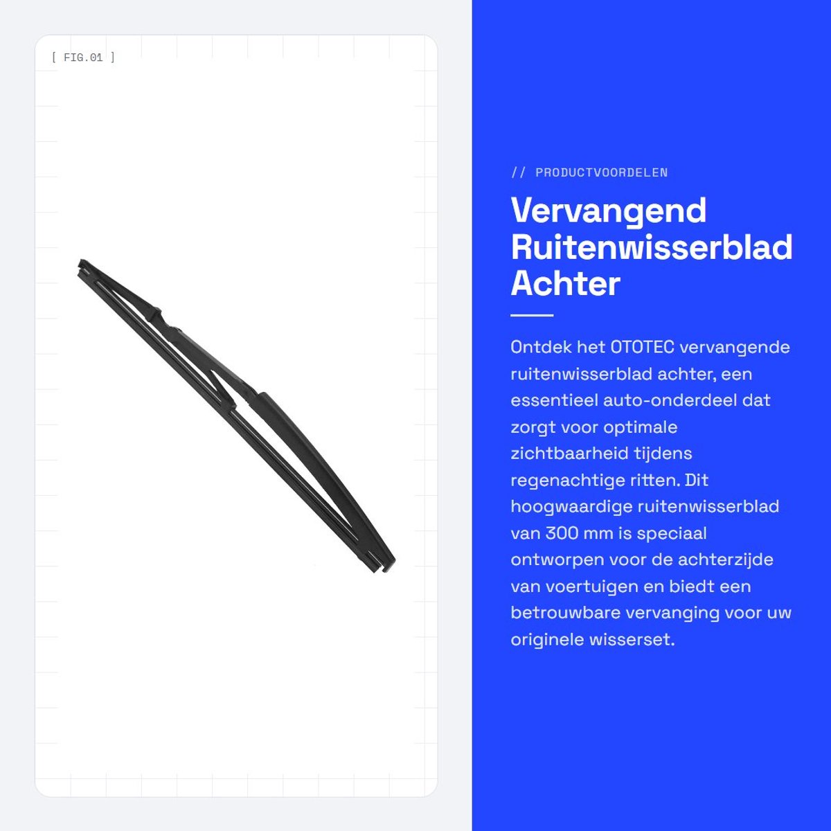 Dailygoods- Ruitenwisserblad Achter - Vervangend Standaard Ruitenwisserblad - Lengte 300 mm - Hoogwaardig Product - Geschikt voor Fiat Panda 2004-2012 - Klassiek Auto-Onderdeel - Achterruitenwisser