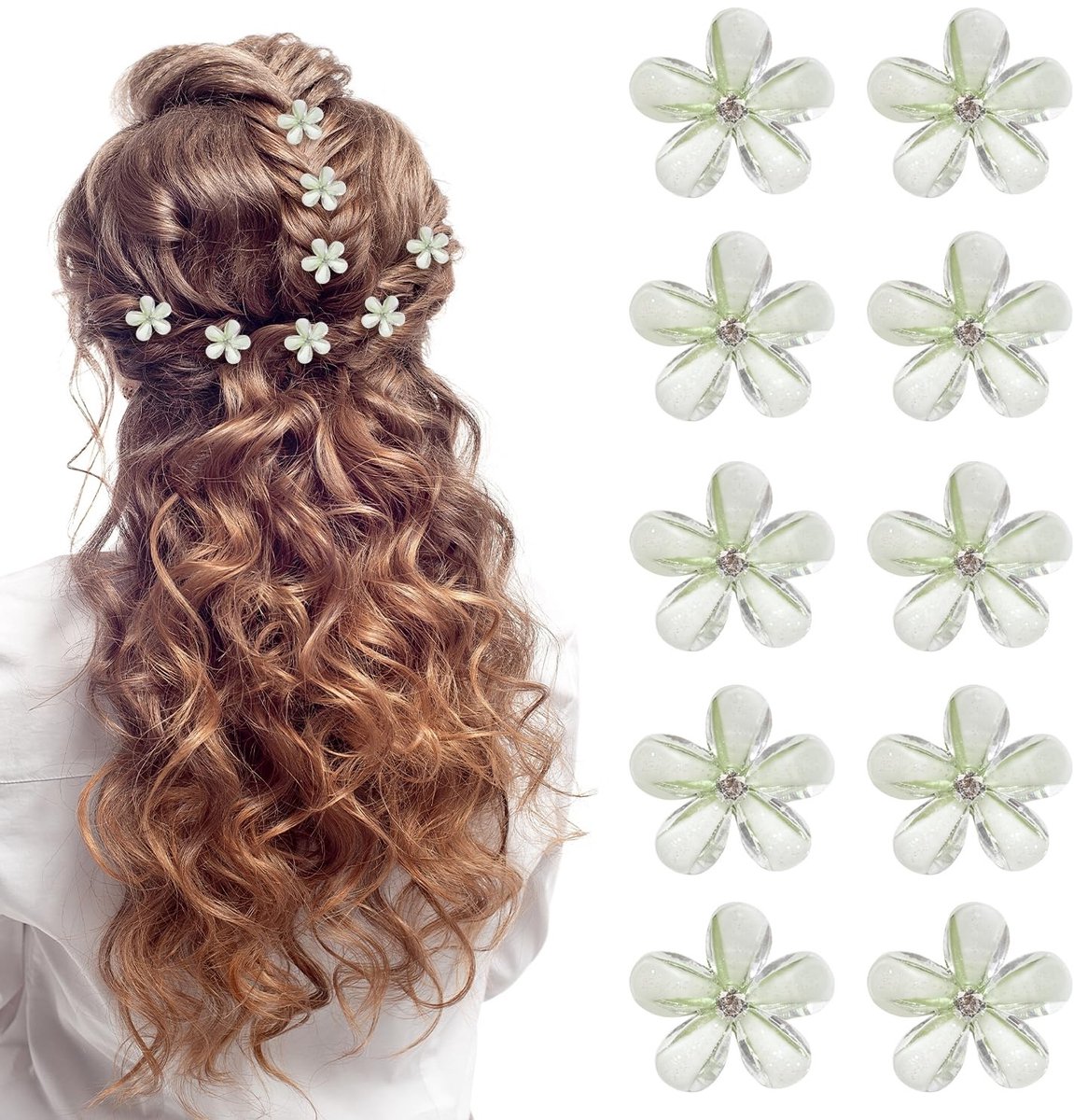 Dailygoods- Bloemenhaarclips 10 Stuks - Antislip Haarclips - Haaraccessoires Vrouwen - Haaraccessoires Meisje - Bruiloft Accessoires - Verweven Tandontwerp
