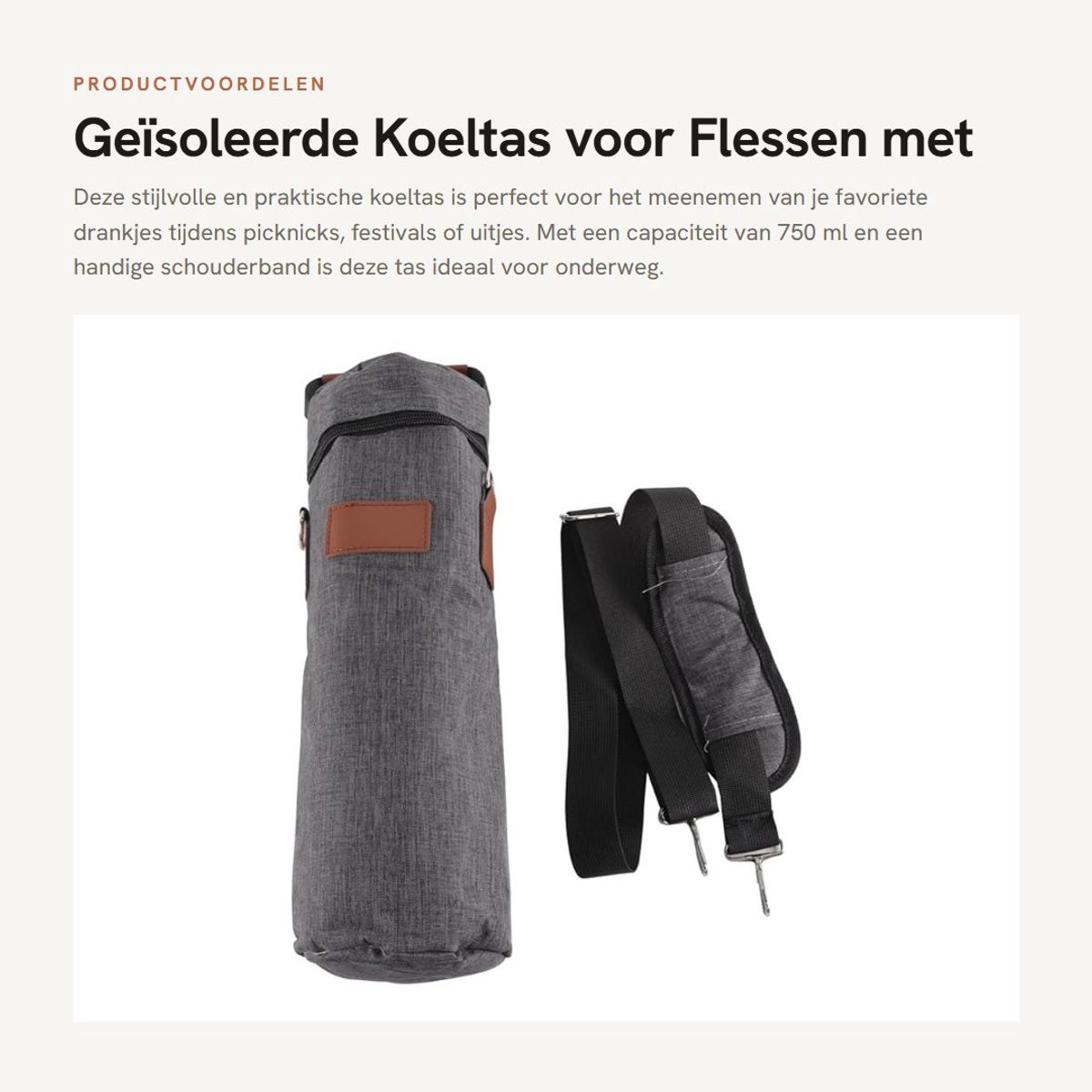 Dailygoods- Koeltas 750 ml - Geïsoleerde Flessentas - Draagbare Flessendrager - Waterdicht - Slijtvast - Hoogwaardige Isolatie