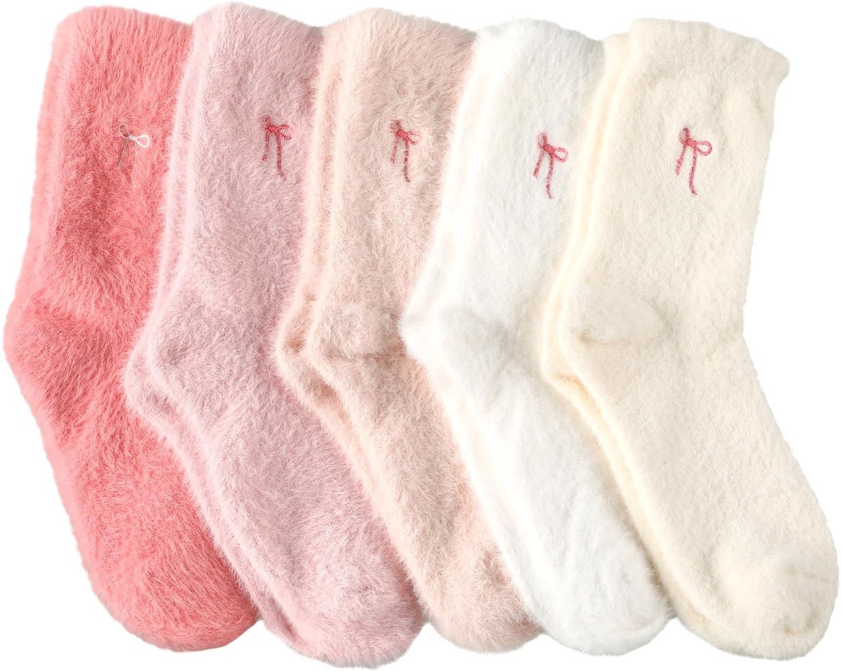 Dailygoods- Damessokken 5 Paar - Zachte Wintersokken - Pluizige Herfst - Ademend - Maat 39-42 - Esthetische Warme Sokken