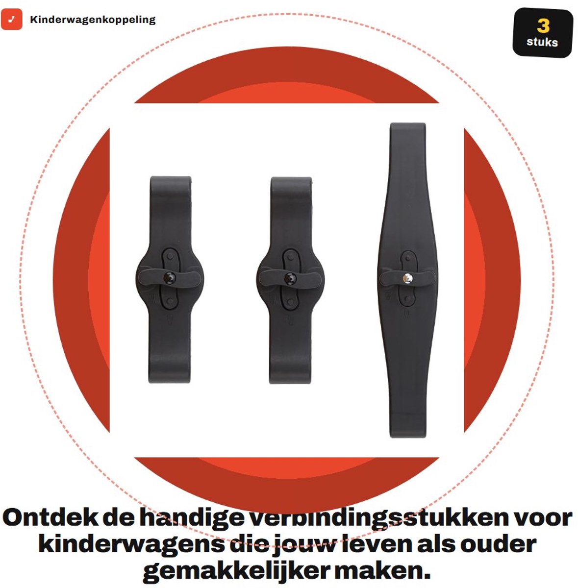 Dailygoods- Verbindingsstuk 3x - Kinderwagenkoppeling - Snelsluiting - Verbindingshaak - Geschikt voor YOYO/VOVO - Duurzaam PP-materiaal - Kinderwagenconnector