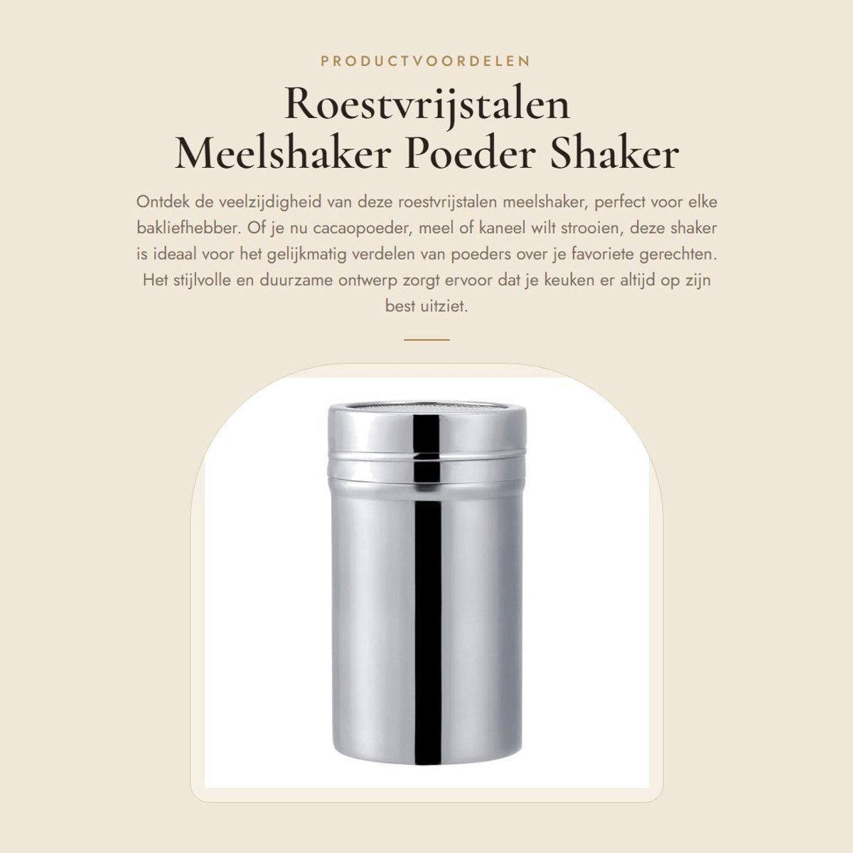 Dailygoods- Meelshaker Roestvrij Staal - Poedersuiker Strooiers - Cacaopoeder Shaker - Bloem Shaker - Stofdicht Deksel - Eenvoudig te Reinigen - Poedersuikerstrooier