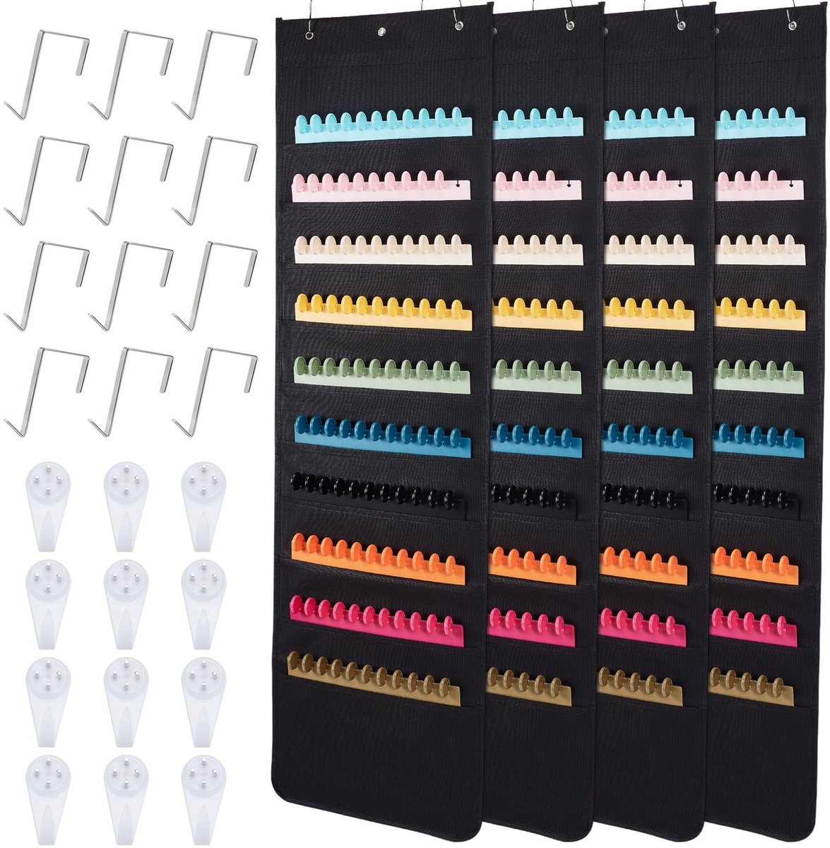 Dailygoods- Dossiersorganizer 4 Stuks - Wandorganizer - 10 Vakken - Geschikt voor Kantoor/Thuis - Zwart - 117 x 35,5 cm
