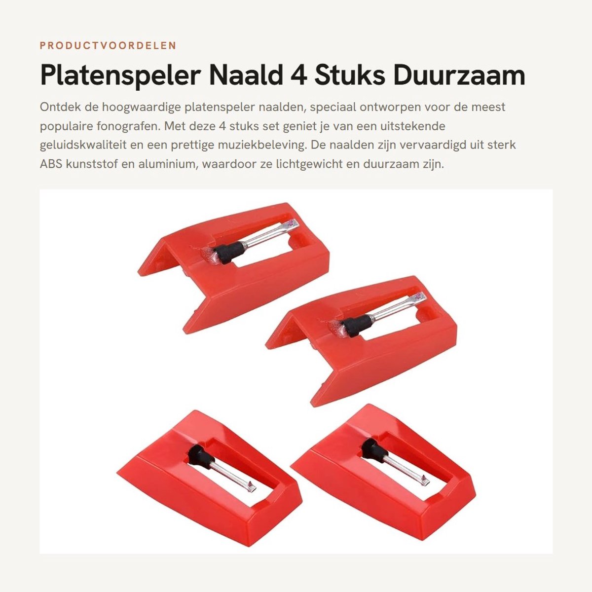 Dailygoods- Platenspeler Naald 4 Stuks - Compatibel met CROSLEY/JENSEN/VICTROLA - Lichtgewicht - Duurzaam - Eenvoudige Installatie - Hoogwaardig ABS Kunststof en Aluminium - Stylus