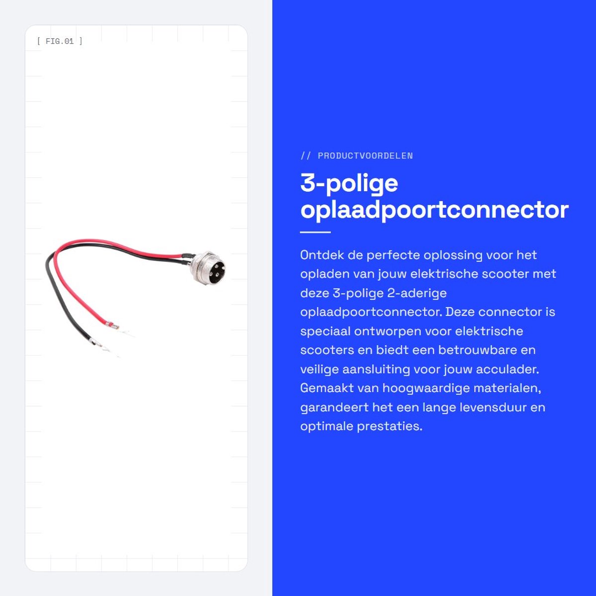 Dailygoods - 3-polige oplaadpoortconnector - Oplaadconnector - Geschikt voor elektrische scooters - 2-aderige aansluiting - 6-delige set