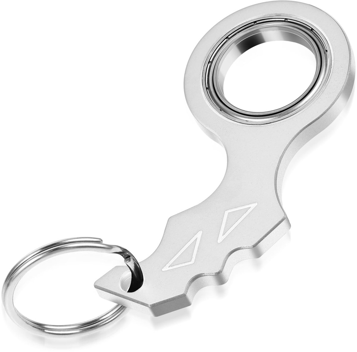 Dailygoods- Sleutelhanger Spinner - Draagbaar Speelgoed - Vingerspinner - Angstverlichting - Wit - 6,3 x 2,9 cm